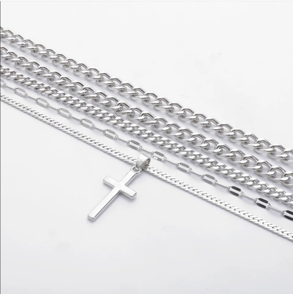 New Cross Female Silver Color Thick Chain Necklace - Picture 5 of 7